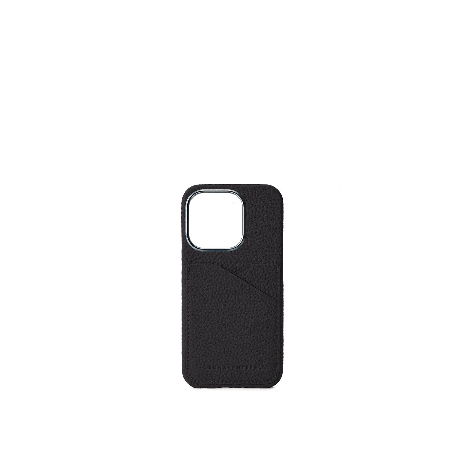 (iPhone 15 Pro) バックカバーケース シュリンクレザー ブラック