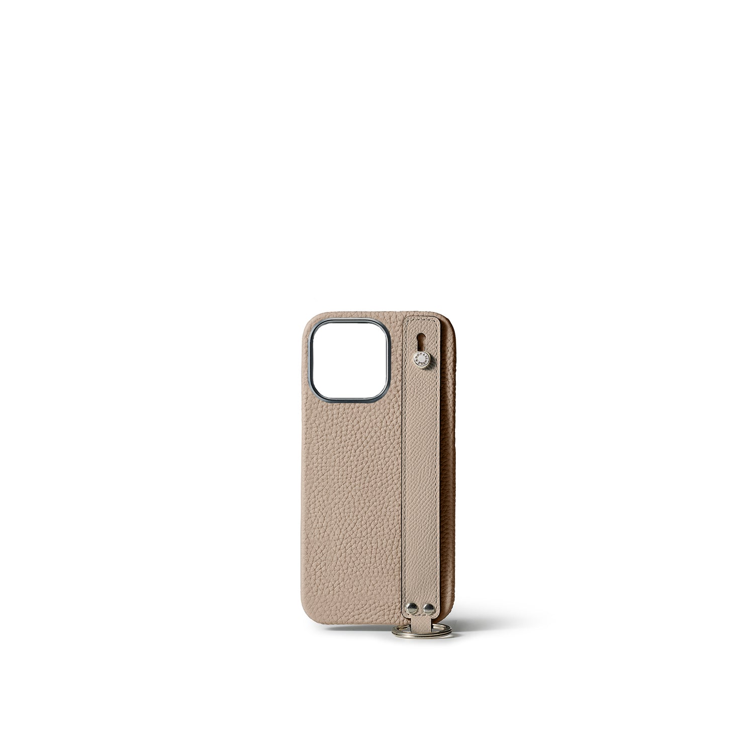 (iPhone 15 Pro) ハンドル付き バックカバーケース シュリンクレザー グレージュ